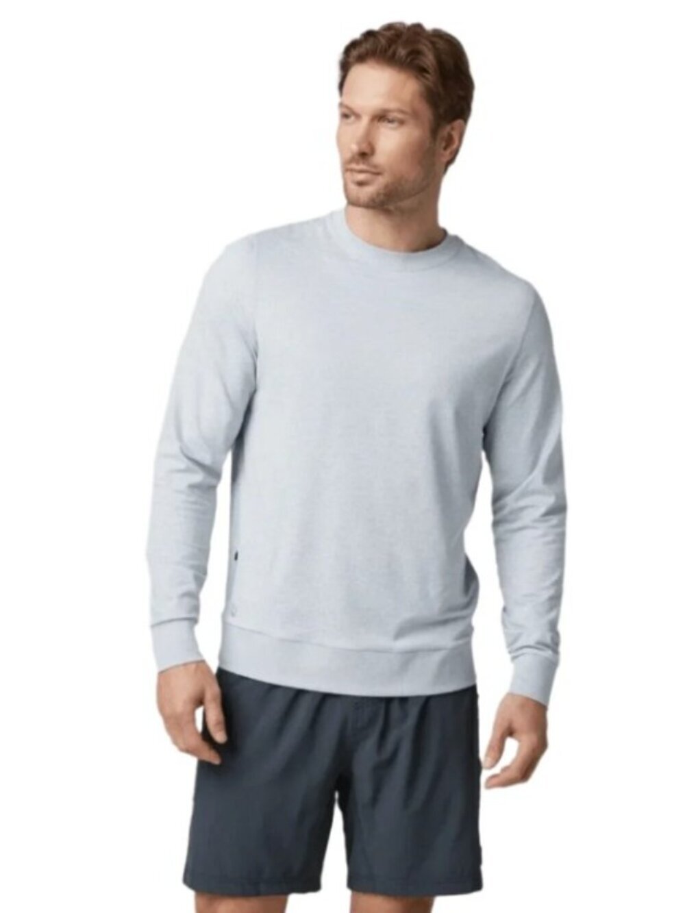 Vuori Men’s Ponto Performance Crew Light Heather Gray Athletic Sweater Size L